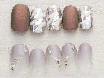 ノーネイル 町田(NO NAIL MACHIDA)の写真/ニュアンス~simple迄幅広いartが魅力【写真】新作11/1~秋色ニュアンス×グレージュラメライン¥4990/町田駅