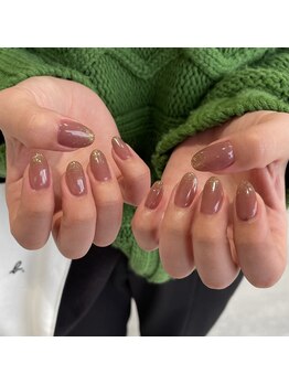 ミントリーフ バイ リート(Mint leaf by Reat)/くすみピンクブラウン×ラメグラ