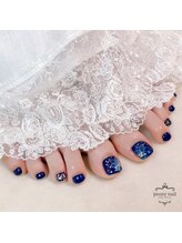 ピオニーネイル(peony nail)/シフォンフラワー　ネイビー