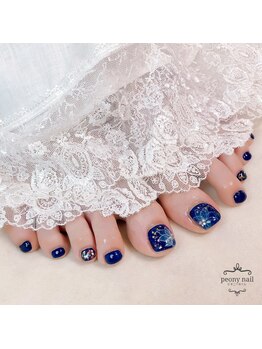 ピオニーネイル(peony nail)/シフォンフラワー　ネイビー