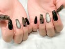 ブラック×ハートネイル ¥7500