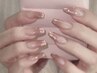 [Hand]チークネイル×ミラーフレンチorオーロラフレンチ