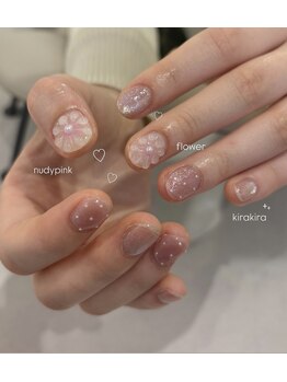 エヌーク バイ ブラウン(enurk by Brown)/ぷっくりお花☆春ネイル