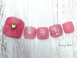 ピンクニュアンスフットネイル
