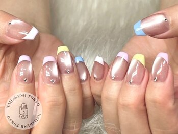 ネイルズガッシュ 蒲田東口店(NAILsGUSH)/カラーフレンチ／水光マグネット