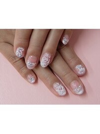 パールグラデ/桜花ネイル/春/３D