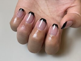 黒フレンチ×ラメ
