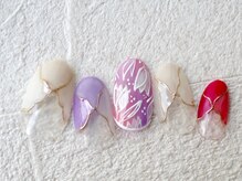 カトルナフ(quatre fois neuf)/ぷっくり手描きのお花ネイル