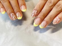 ネイルサロン イントゥ(into_)/フレンチ　レオパード　手書き