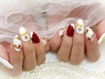 赤ラメ×ホワイト/クリスマス