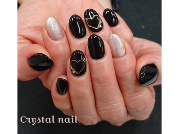 クリスタルネイル ゆめタウン博多店(CRYSTAL NAIL)/ブラック×ハートネイル