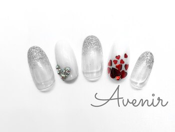 アヴィニール 表参道(Avenir)/キラキラハート　ネイル
