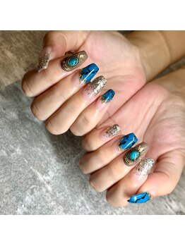 ダリア(Dahlia)/ターコイズネイル