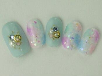 ネイルサロン ドレリッチ 大宮店(drerich)/さわやかタイダイきらきら