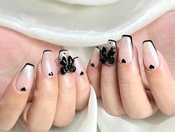 エムズ ネイルサロン(M2)/変形フレンチドットリボン