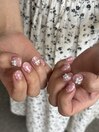 ピンクドットリボンネイル