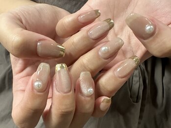 レアネイル(Lea nail)/マグネット×ミラーフレンチ