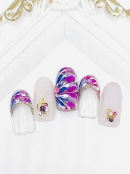 ネイルファクトリー 横浜ベイクォーター店/ピーコックデザイン¥12100