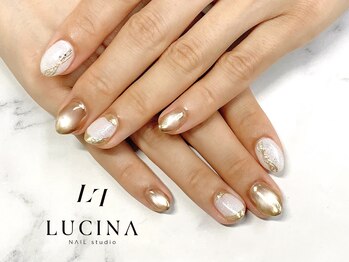 ネイルスタジオ ルキナ(LUCINA)/c-380 大人可愛いゴールドネイル