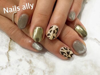 ネイルズアリー 立川店(Nails ally)/レオパード×ミラー×マグネット