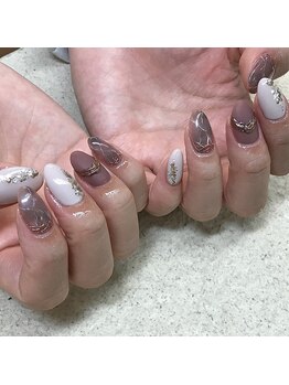 キャンネイル 金山店(Can Nail)/くすみピンクの天然石風ネイル☆