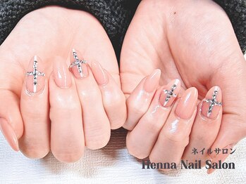 ダイヤモンドで作る十字架ネイル