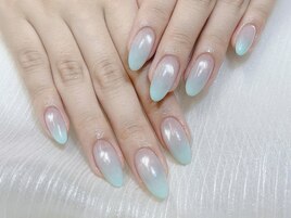 ミントカラーマグのガラスグラデ