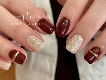 アテ(ate)/ボルドー×リングネイル