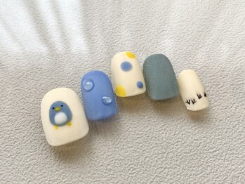 カラ ネイル 中津店(calla nail)/ペンギン×カラフルドット