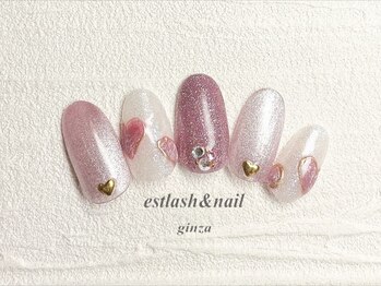 エストラッシュアンドネイル 銀座店(est lash&nail)/ハートネイル　バレンタイン