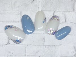 紫陽花ネイル　ホログラム