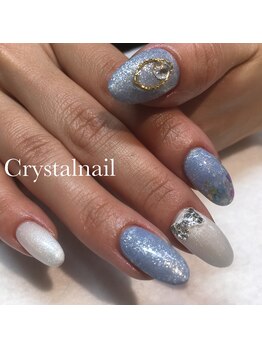 クリスタルネイル ボンベルタ橘店(CRYSTAL NAIL)/ワンカラー×ストーン
