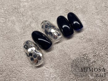 ミモザネイル(MIMOSA Nail)/ドットホログラム+ワンカラー