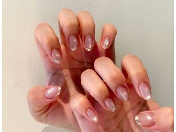 ガラスフレンチネイル/ヌーディ-