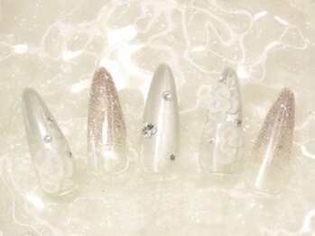 ネイルサロン べルフ(nail salon Verf)/マグネットグラデ×3Dお花アート