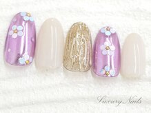ラグジュアリーネイルズ アカバネ(Luxury Nails Akabane)/キラキラ*ミラーフラワー
