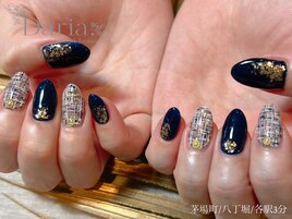 ツイード　ネイビー　茅場町