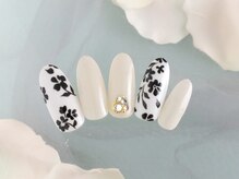 シューズネイルプロデュース/ブラックフラワーデザイン