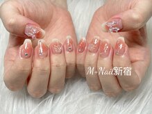 エムプラスネイル 新宿(M+Nail)/韓国ワンホン/チーク薔薇