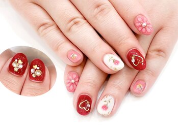 ネイルコレクション ピンク(Nail Collection Pink)/ジェル定額¥9990☆ぷっくりお花