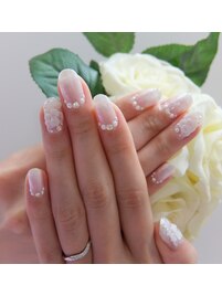 ブライダル手描き3D薔薇ネイル