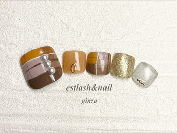 エストラッシュアンドネイル 銀座店(est lash&nail)/フットネイル　チェックネイル