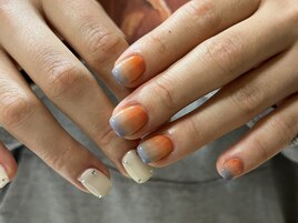 サンセットグラデーションネイル