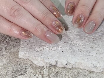 奥行き大理石シンプルネイル