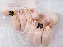 エンジェルネイルサロン(Angel nail salon)/リボンXチェックXフレンチ