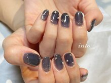 ネイルサロン イントゥ(into_)/クリアネイビー　定額　冬ネイル