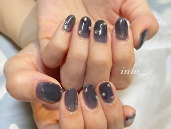 ネイルサロン イントゥ(into_)/クリアネイビー　定額　冬ネイル
