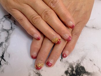 ラメグラデーション＋パーツ追加