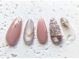 ピンクツイードネイル