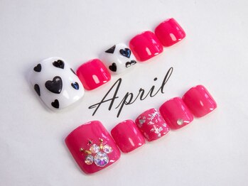 エイプリルプラス(April plus)/FOOT　ハート＆ストーンネイル